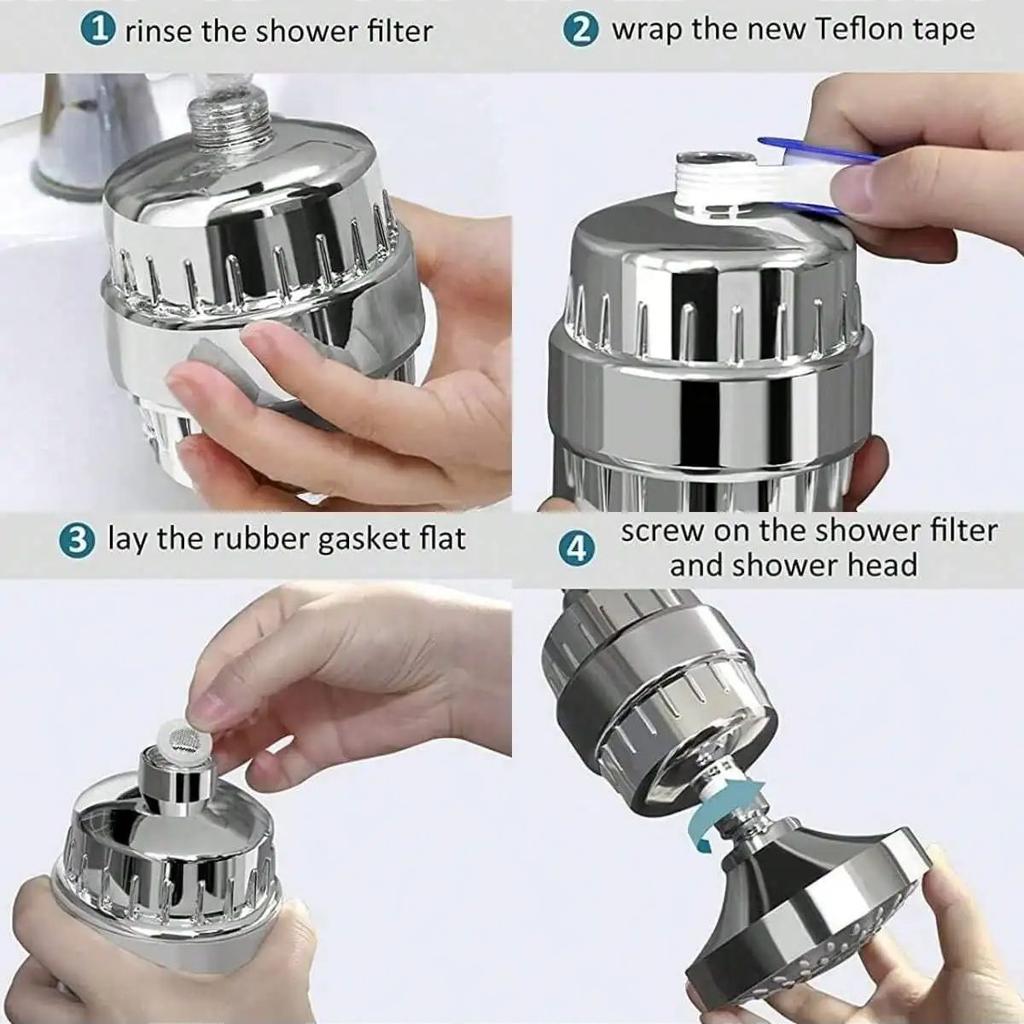 High Output Shower Filter - Latest Superior Advanced 17-stage Filter Media - Universal Multi-Stage Shower Head Filter