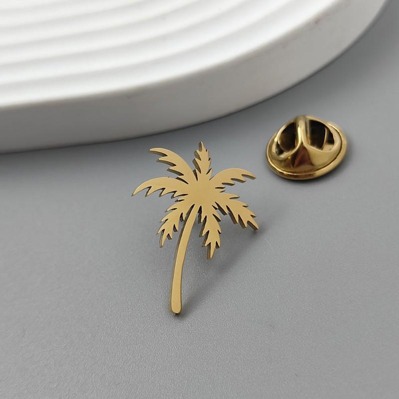 

Three Dimensional Coconut Tree Brooch Cufflinks Creative Personality Simple Versatile Cutting Accessories Jewelry 14k