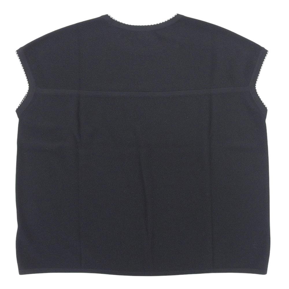 HERMES Wool stitch French sleeve knit top for women, navy, size 36 tops 36 NavyUsed