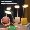 LED Desk Lamp with Pen Holder Small Dimmable Rechargeable Table Lamp with Flexible Gooseneck for Home Office Bedroom Desktop Nightstand