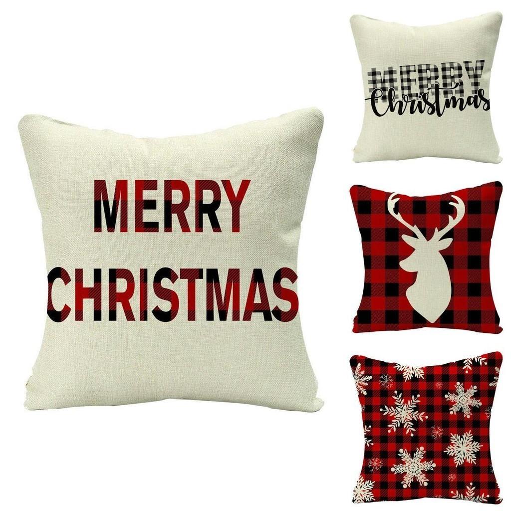 Cozy Multicolor Christmas Cushion Cover Made Of Soft Eco-friendly Linen Material