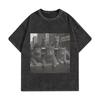 Retro Acid Washed Oversized Streetwear Graphic T-Shirt Featuring Anthropomorphic Gangster Mob Cats In Urban Retro Crime Car Scene