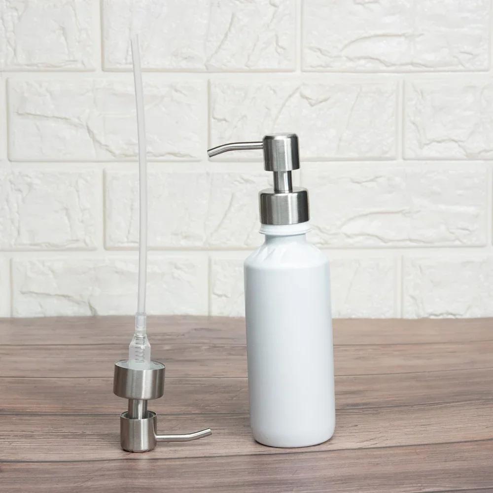 2Pcs Bathroom Kitchen Liquid Soap Lotion Dispenser Pumps Head Handle Stainless Steel Pump Head for Hand Press Dispenser Bottle