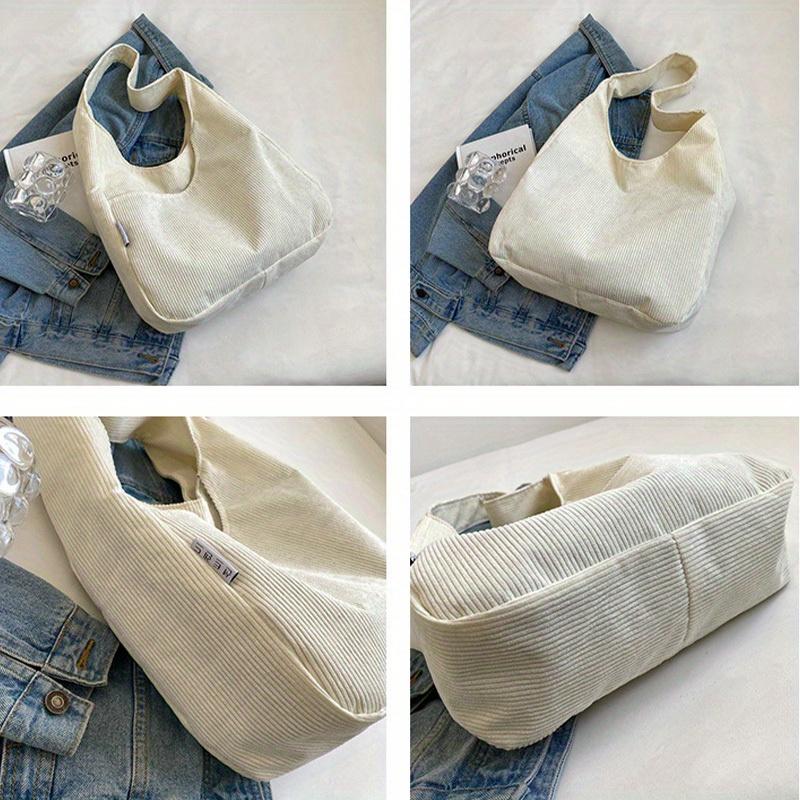 Women's Large Capacity Corduroy Tote Bag Minimalist Everyday Purse with Zipper Closure, Spacious Work, , Travel Handbag