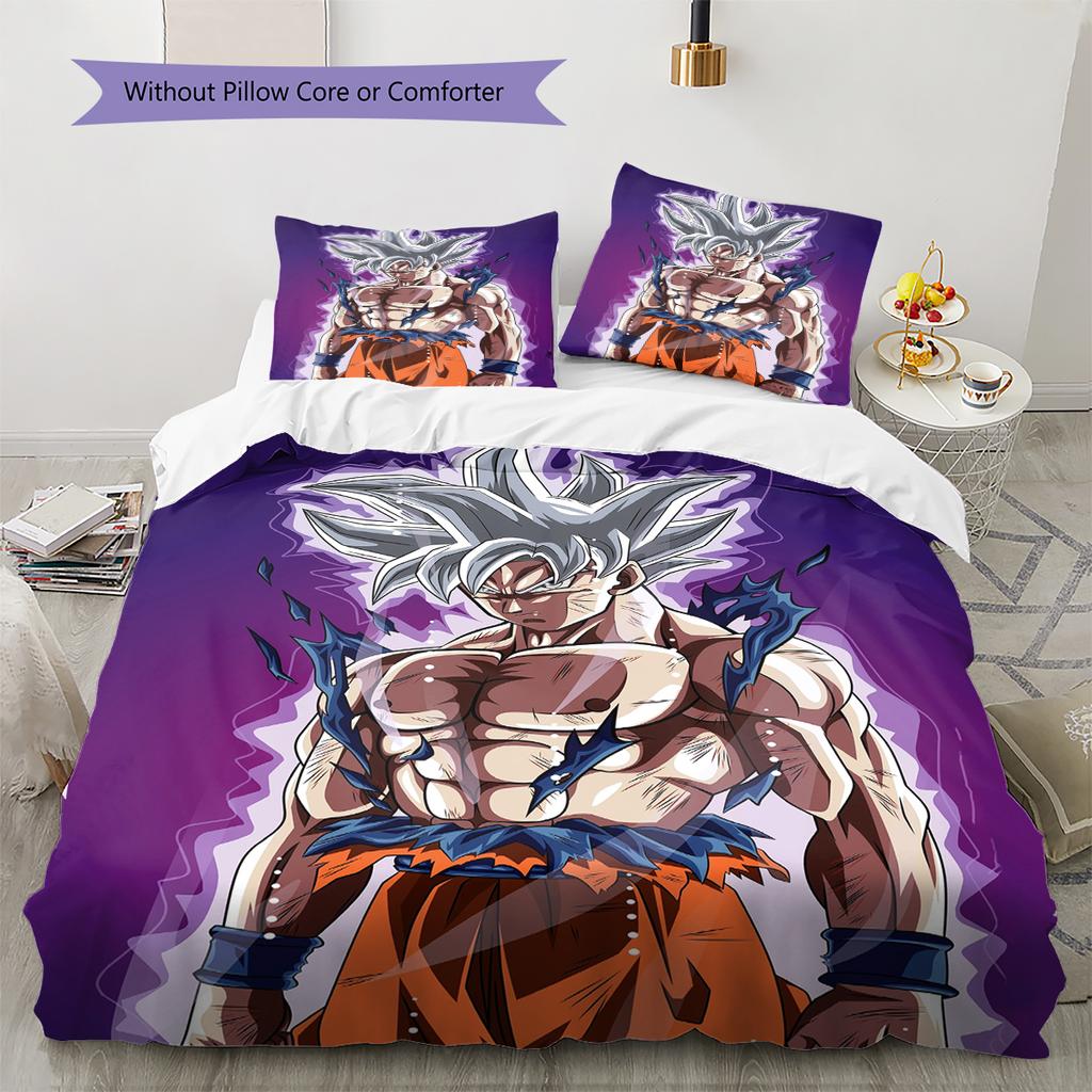Dragon Ball Son Goku Pattern Bedding Home Decoration Birthday Gift (1 * duvet cover + 2 * pillowcase, without core)