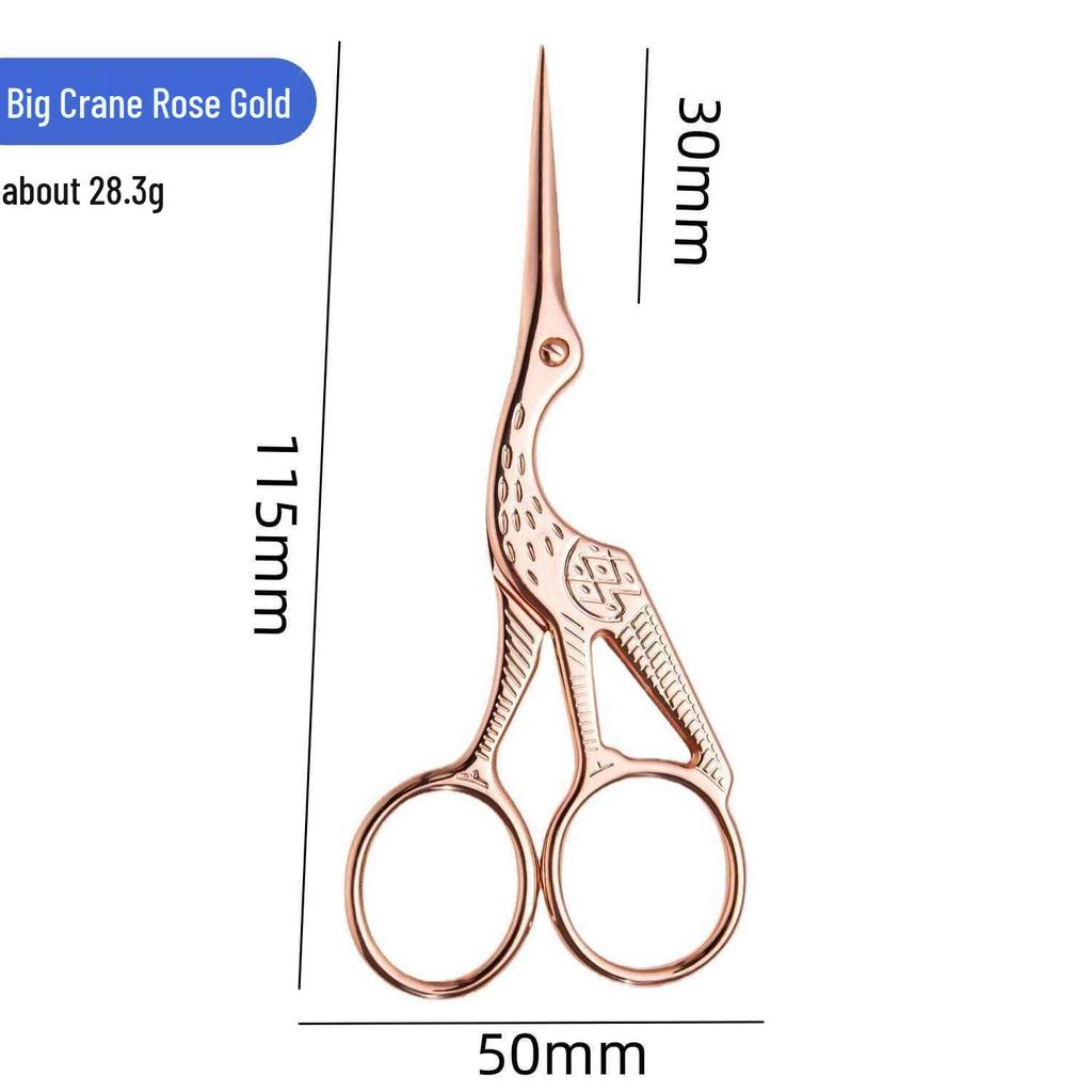 Ciseaux à fil point de croix rétro Grue Dorée - Outil de Beauté et d'Artisanat en Titane