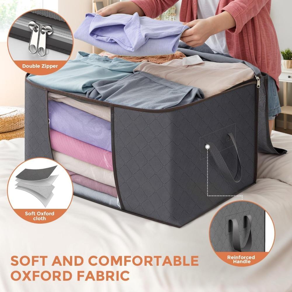 Large Storage Bags,  Clothes Storage Bins Foldable Closet Organizers Storage Containers for Clothing Blanket Comforters Bed Sheets Pillows and Toys