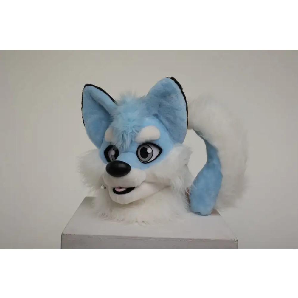 Testa Coda Fursuit Cane Husky Blu per Adulti Costume Mascotte Cartone Animato Accessori Halloween Natale Carnevale Festa in Maschera Oggetti di Scena