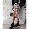 European Station Leopard Print Sexy Slit Shoelace Skirt