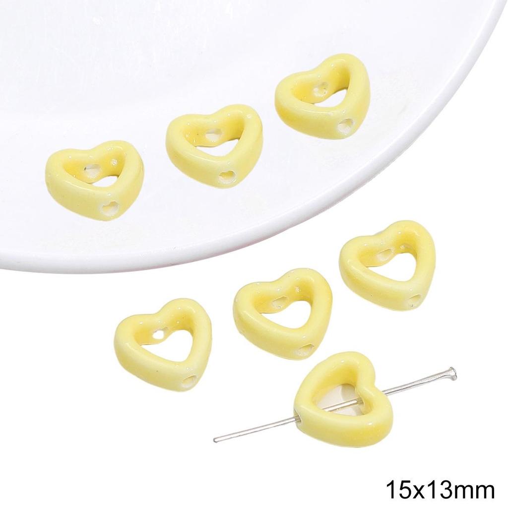 Yellow Hand-Painted Ceramic Cartoon Beads for DIY Bracelets, Necklaces, and Phone Chains