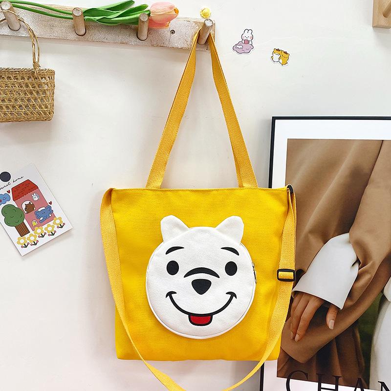 Cartoon-Leinwandtasche Damen 2025 neue Mode bedruckte tragbare Einkaufstasche mit einfacher Textur Tragetasche