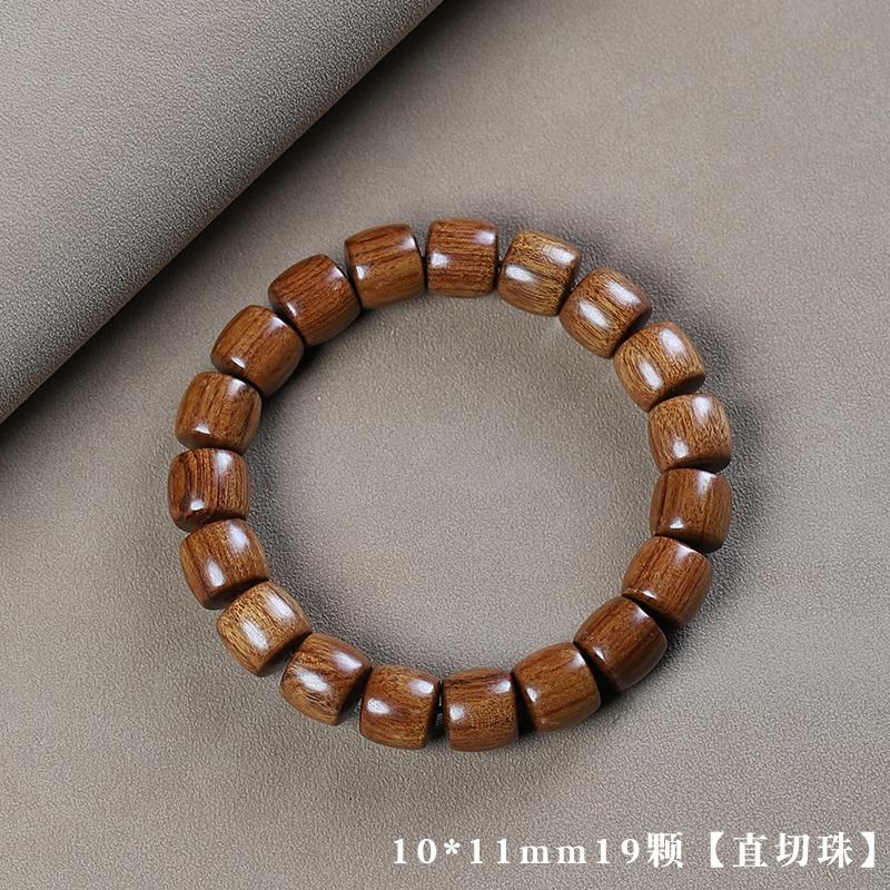 Yellow Pear Wood Barrel Bead Hand String Antique Style Jewelry Buddhist Bead Cultural Bracelet Men's Women's Bangles Accessories