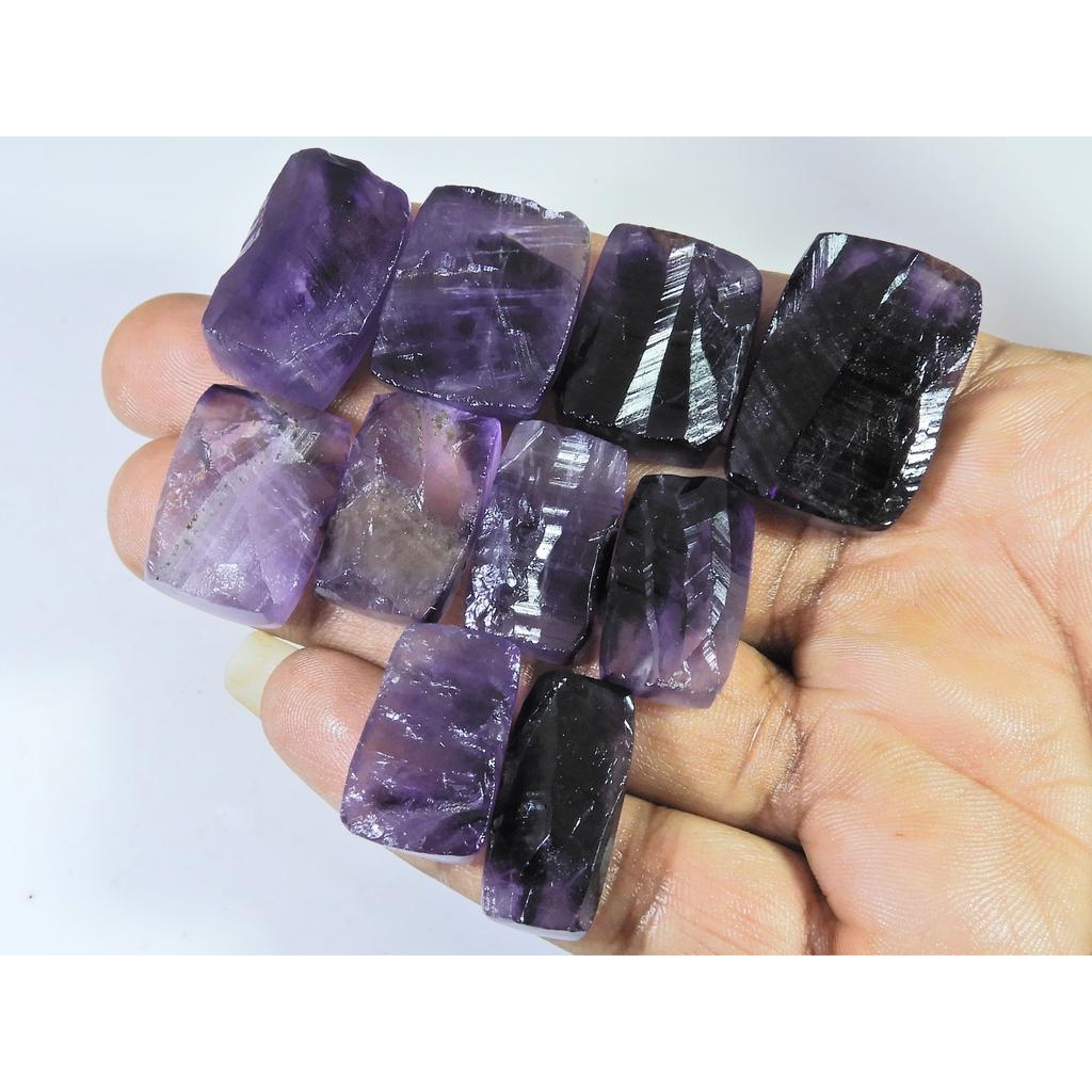 297Cts. Natural Amethyst Druzy Octagon Cabochon Loose Gemstone 10Pcs Lot C-1256