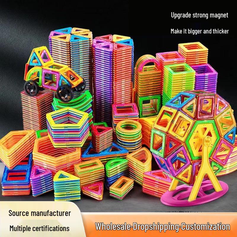 Large Magnetic Building Tiles Set for Kids - Educational Suction Magnet Blocks