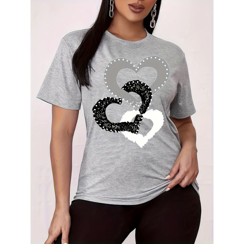 Summer women's cartoon print loose oversized casual round neck short sleeved T-shirt top