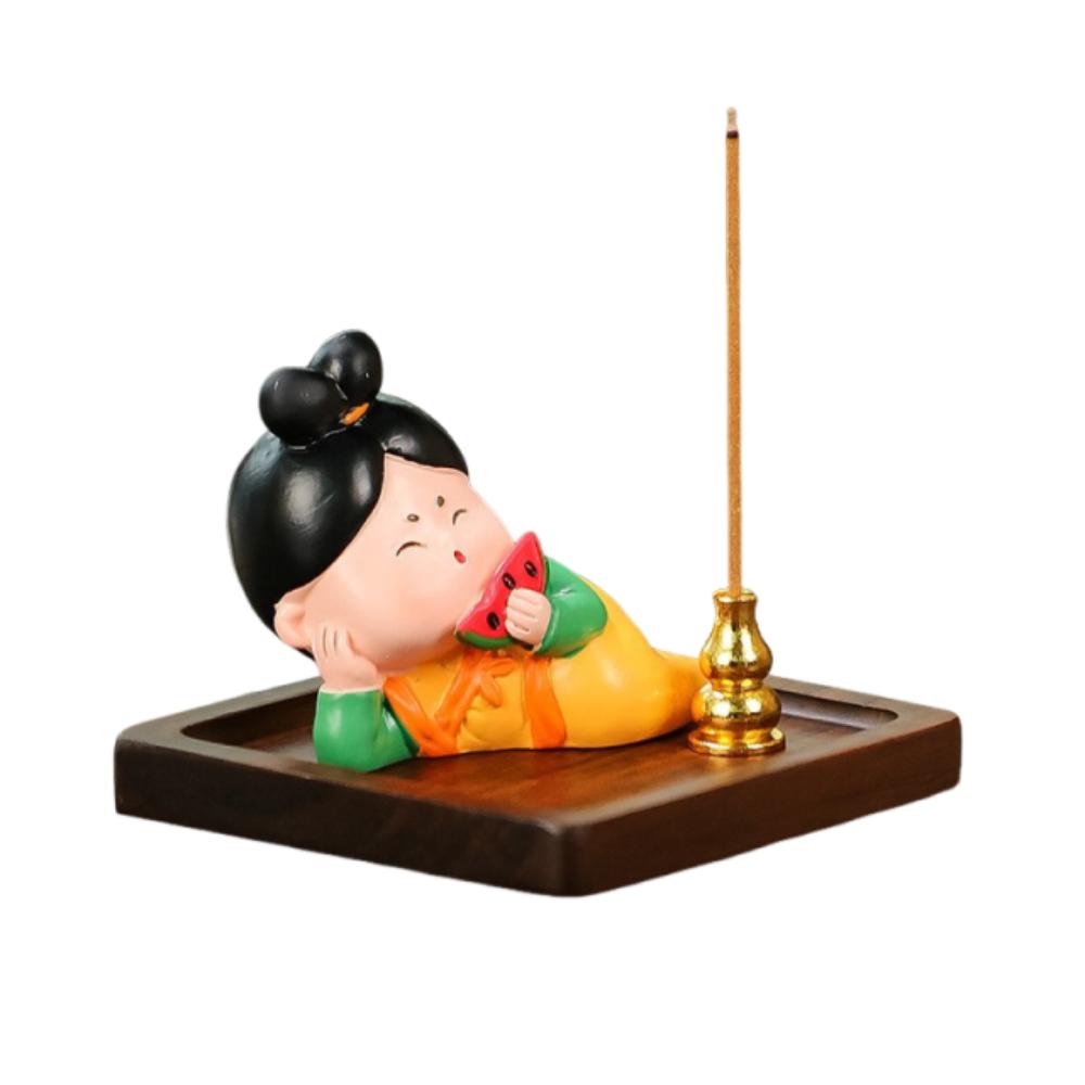 Creative Cartoon Girl Incense Burner Tang Dynasty Lady Cute Sticks Incense Tray Housewarming Gift