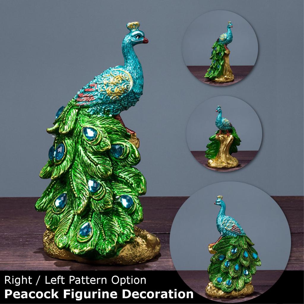 9x9x15cm Resin Mini Peacock Figurine Miniatures Home Decoration Statue Ornament Wedding Gift