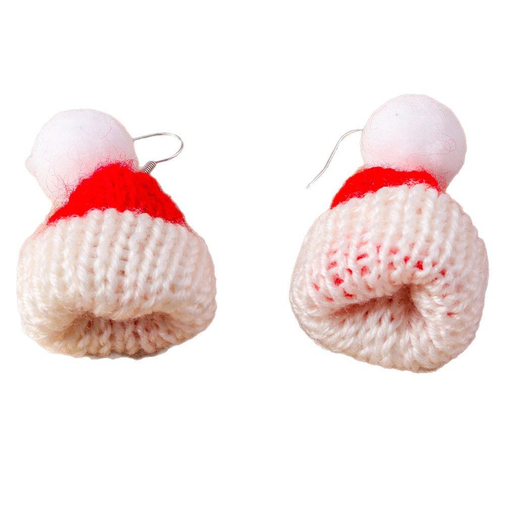 European & American Christmas Hat Knitted Earrings - Simple Dangle Jewelry