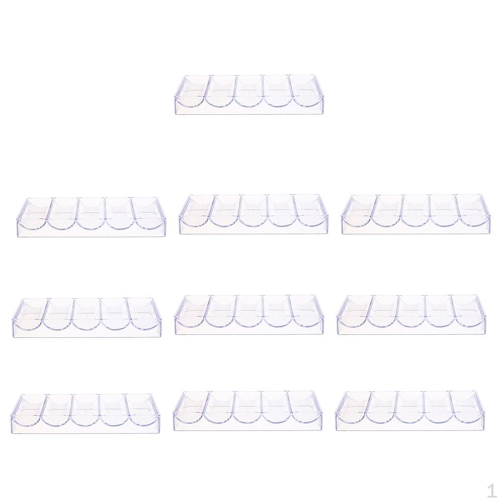 10 Pieces Transparent Acrylic Tray 100 Chips Storage Case for Party Board Game, No Lid