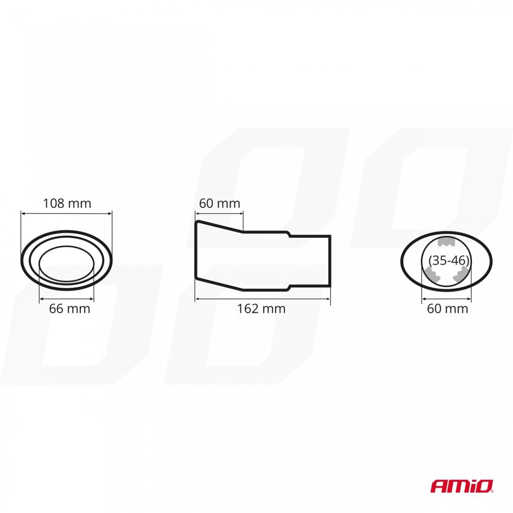 Exhaust Muffler Tip Stainless Steel Mt 005 Chrome Amio-01305