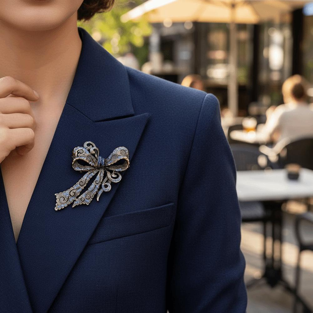 Exquisite Rhinestone Bow Brooch Trendy Jewelry Bow Brooch Badges Corsage Decoration  Banquet Party