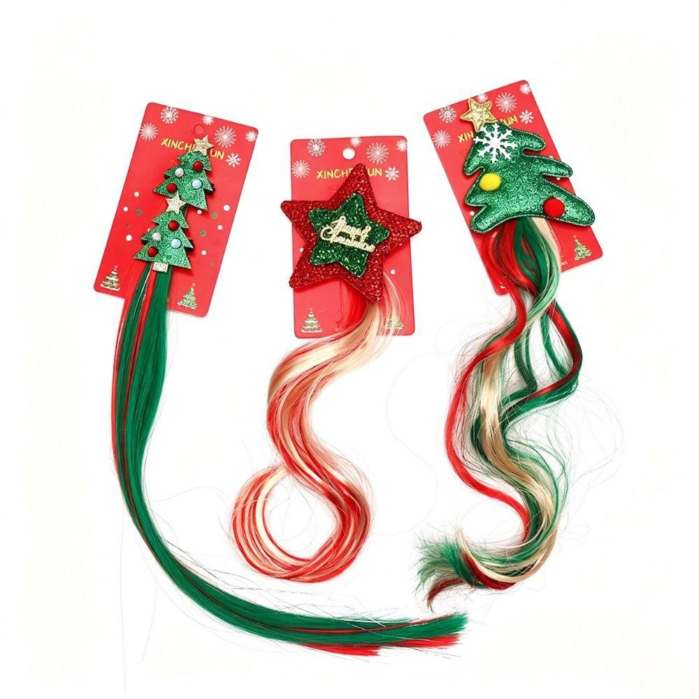 1/2Pcs Vibrant Festive Hairpin Ornament Santa Claus Wig Braid Hair Tie  Christmas Party