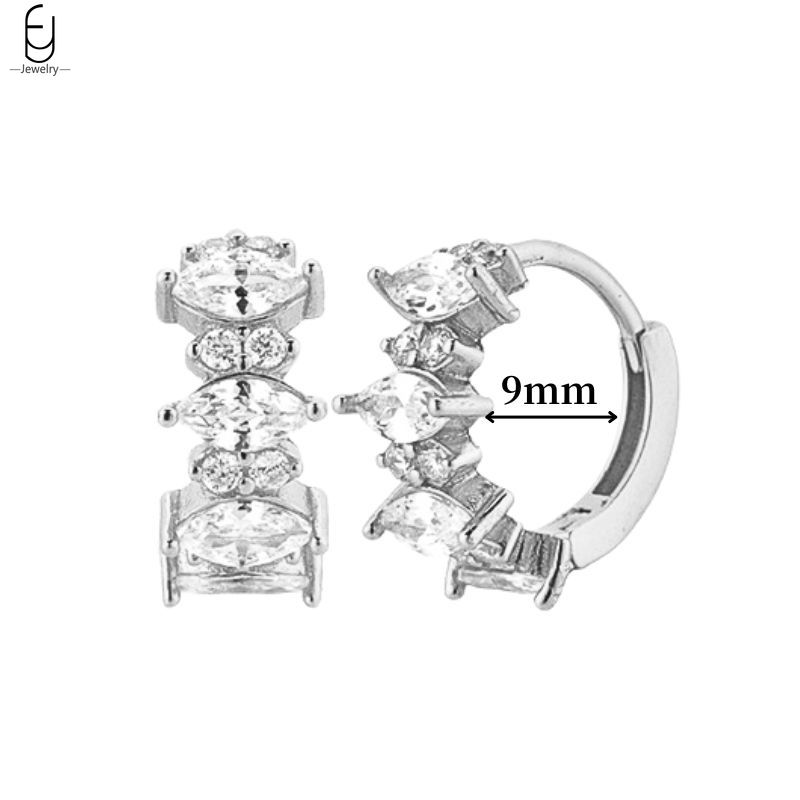 925 Silver Ear Buckles Fashion Hoop Earrings White Crystal Luxury Women's Earrings Wedding Women's Jewelry Premium Gift