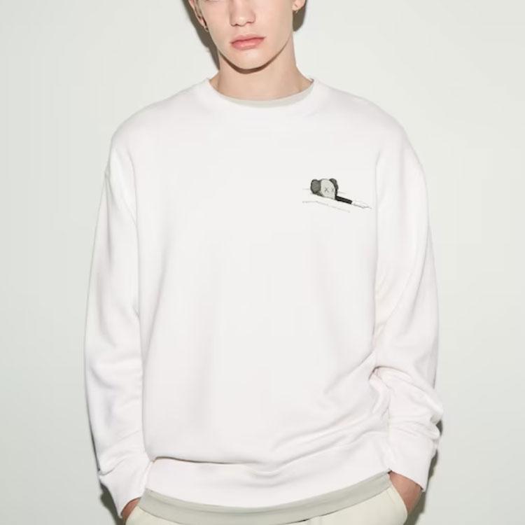 Uniqlo X Kaws Collaboration SS23 Solid Color Floating Doll Print Crew Neck Pullover Long Sleeve Knit Sweater Unisex sweater White 467395-01