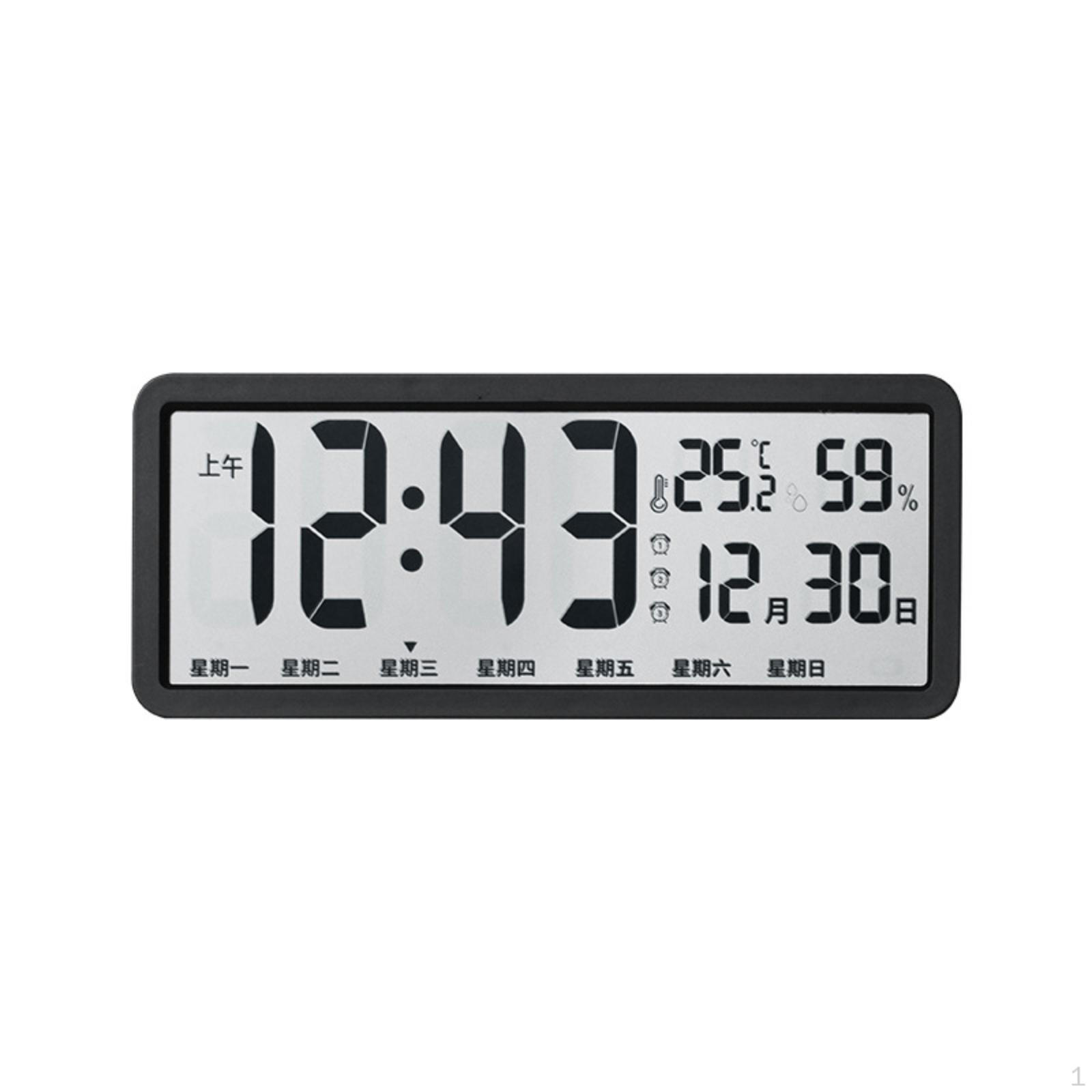Digital Wall Clock with Temperature and Humidity Easy to Read Date