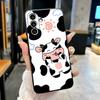 Cartoon Cow Phone Case For Samsung A25 A13 A33 5G A54 A36 A35 A56 A52 A14 Shockproof Soft Cover