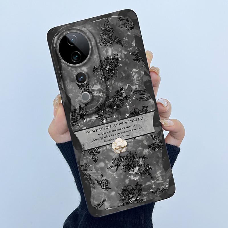 For Vivo V40 Case Vivo V40 Pro V40e Phone Case Vivo iQOO Z9S 5G Fashion Simplicity Flower Shockproof Shell Protection Back Cover
