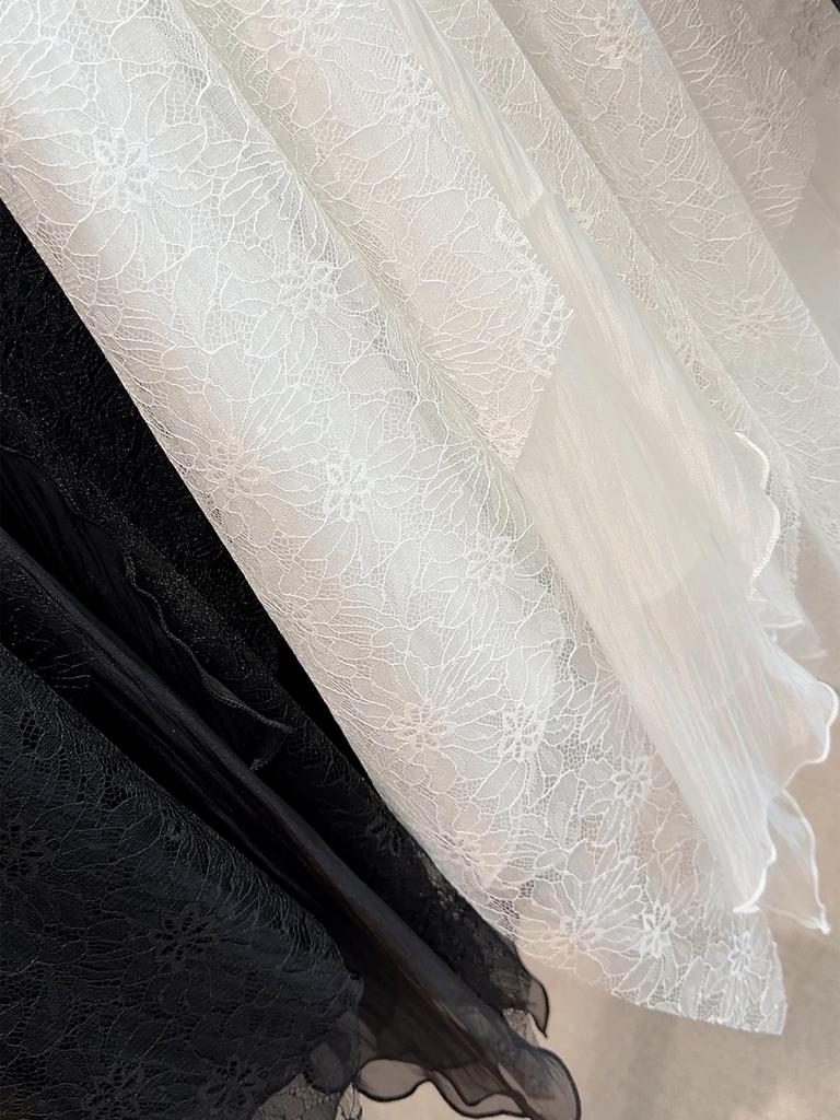 Women's 2026 Spring High Waist Lace Patchwork Flared A-Line Skirt
