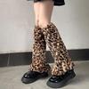 Plush Pink Leopard Print Winter Socks: Thick, Warm, and Stylish Japanese Leg Covers