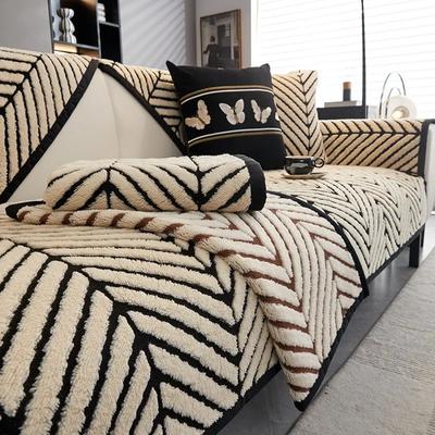 Chenille Sofa Cover Herringbone Striped Couch Mat Nonslip Thickened Couch Cushion Geometric Diamond Grid Four Seasons Sofa Cover