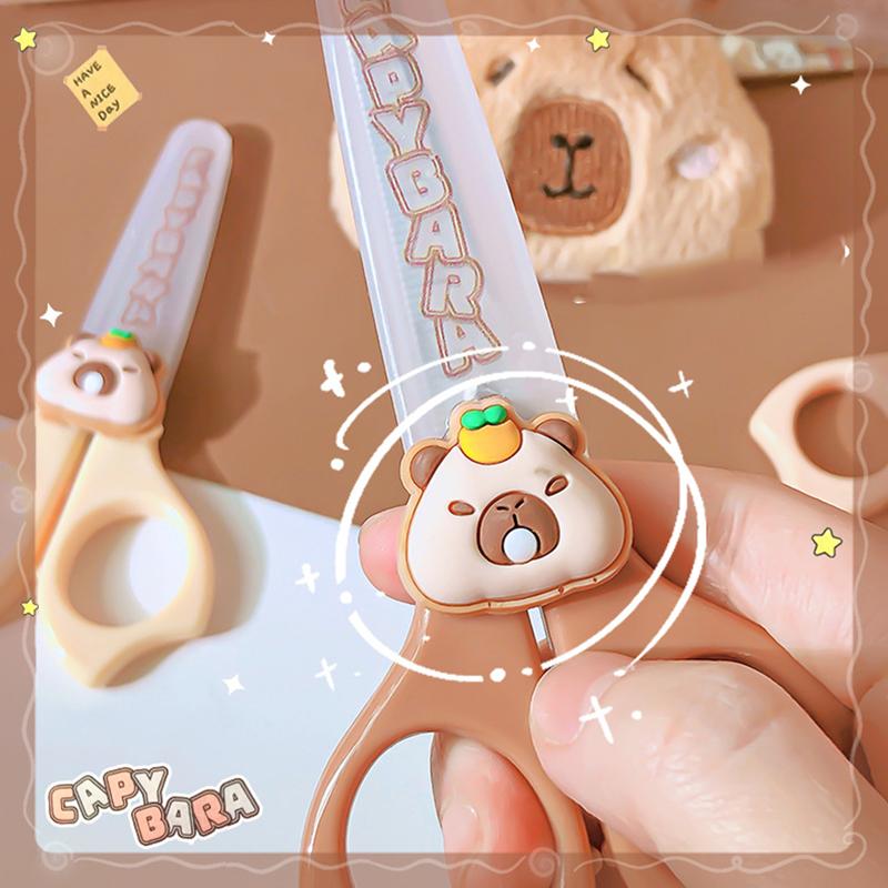 2 ks Kreslená kapybara Dětské nůžky Učební psací potřeby Ručně vyráběné Nůžky na stříhání papíru Bezpečné Nůžky na stříhání papíru