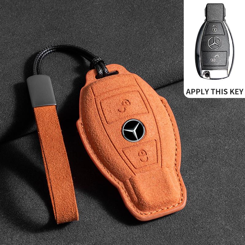 Suede Leather Car Key Case for Mercedes Benz E Class W213 W205 E200 E260 E300 E320 AMG CLA 2018 2019 2020 Remote Fob Shell Case