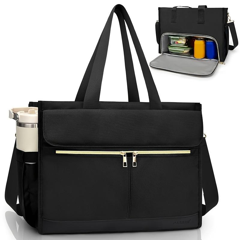 Oxford Lunch Bag for Women, Laptop Compartment, Large Insulated Tote Bag with Side Pockets for Nurses Teachers Outdoor Activitie