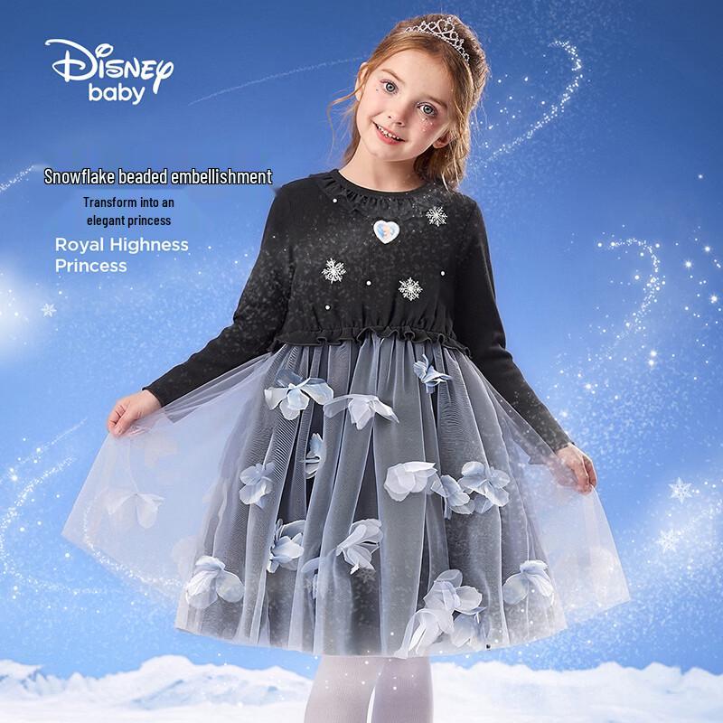 Disney Girls' Frozen Elsa Long-Sleeve Princess Mesh Dress