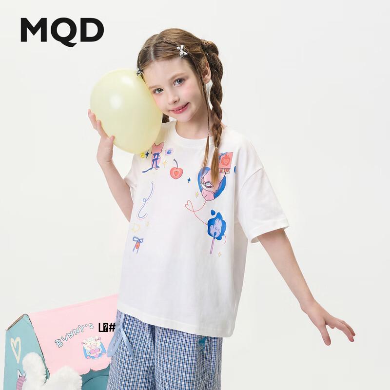 MQD Girls' Cartoon Print Casual Short-Sleeve T-Shirt