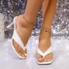 Sexy Square Toe Alligator Pattern Flip Flops Women 2025 Summer Solid Black Super High Heels Slippers Party Dress Shoes