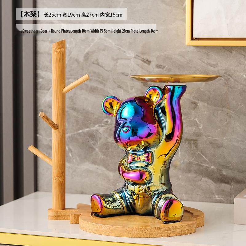 Elegant Ceramic Bear Storage Tray & Piggy Bank - Hallway Shoe Cabinet & Living Room Decor