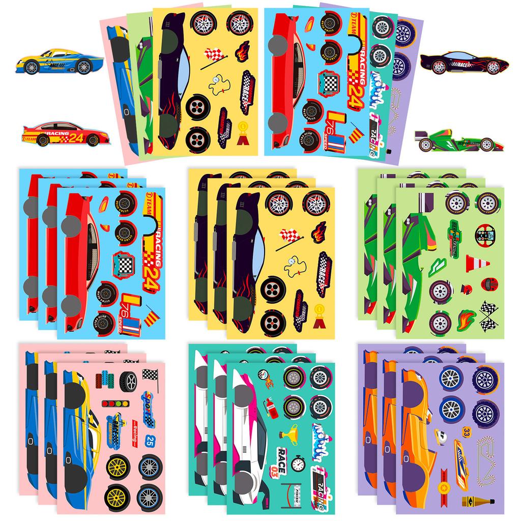 6 Stück/Packung Personalisierte DIY Rennzubehör Puzzle-Aufkleber Neue Produkte Kinder Kreative Puzzle-Aufkleber