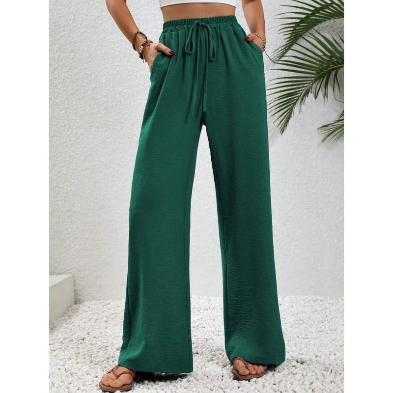 Comfortable Women's Long Pants New Versatile Wide Leg Pants Solid Color Casual Pants