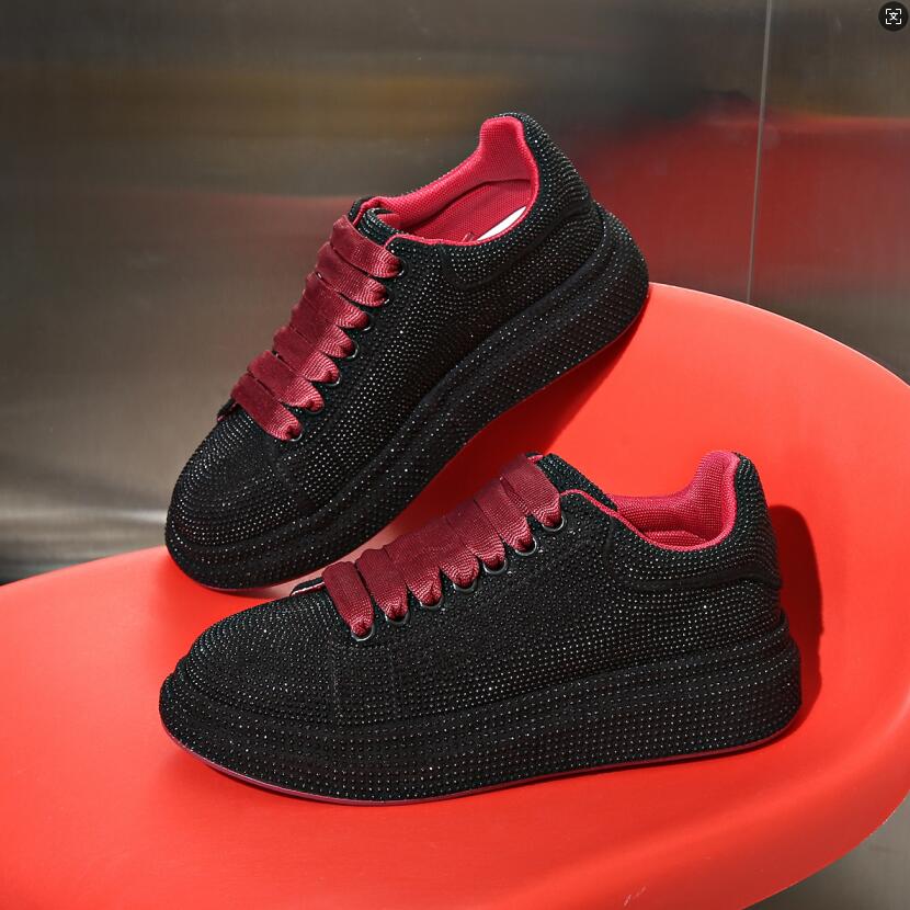 Fashion Luxury Rhinestone Sneakers Men's and women's casual shoes Round toe lace-up walking shoes Crystal Designer sneakers 8