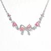 Women's Pink Zircon Heart Bracelet - Elegant Diamond Bow Design, Cute & Sweet Gift for Girlfriend