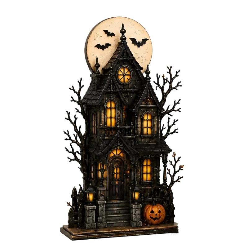 Halloween Schreibtischdekorationen Holz Tischplatten-Display Akzent für Kaminsims, Regal und Party-Dekoration, Ein ausgewählter Stil pro Packung