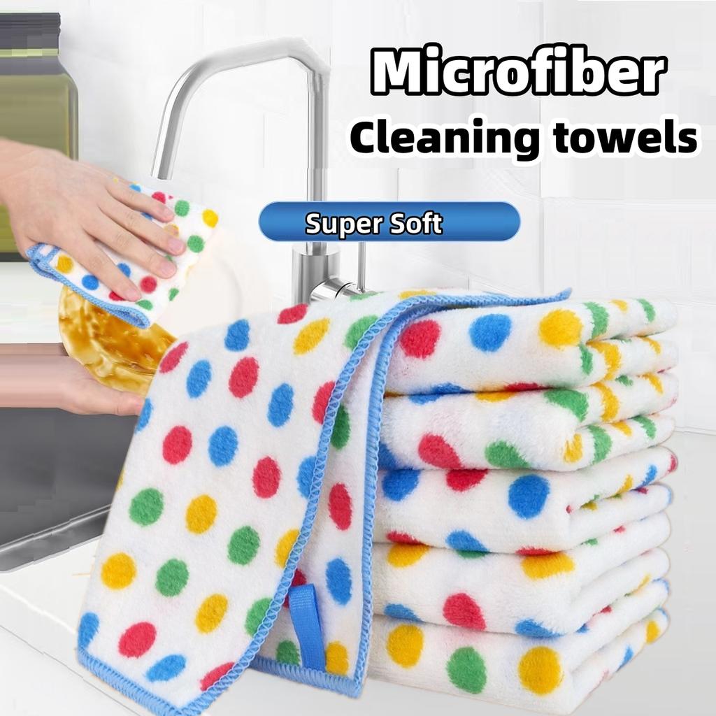 10PCS Microfiber Cleaning Cloth Thickened Dishcloths High Absorbent Scouring Kitchen Washing Dish Rags Household Wipe Towels
