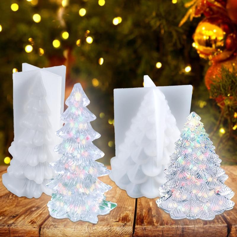 Christmas Tree Setting Ornaments Silicone Mold Epoxy DIY Decoration Making Candle Melt Resin Polymer Clay Home Decor