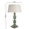 50 Cm Rustic Green Wooden Table Lamp for Home Decor Bedside Bedroom, Living Room, Study Table Light with Empire Bulb Not Included