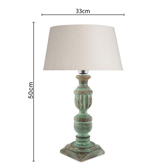 50 Cm Rustic Green Wooden Table Lamp for Home Decor Bedside Bedroom, Living Room, Study Table Light with Empire Bulb Not Included
